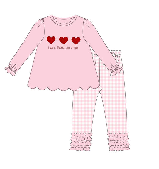 Love Is Patient Love Is Kind French Knot Girls Set