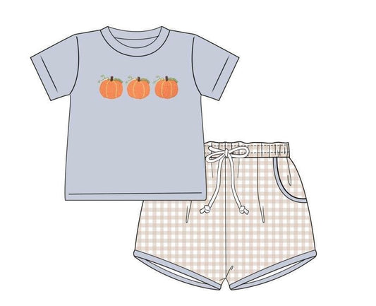 Pumpkin Trio French Knot Boy Set