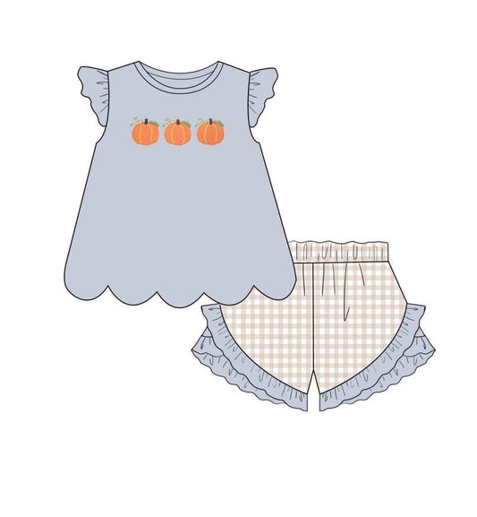 Pumpkin Trio French Knot Girl Set